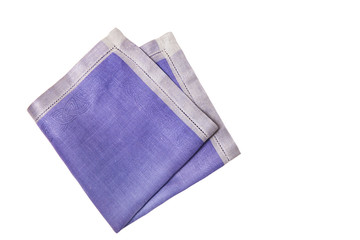 purple table napkin on white background isolated