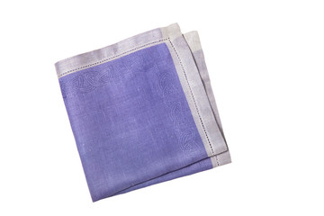 purple table napkin on white background isolated