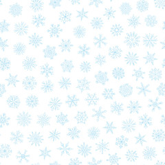 Christmas seamless doodle pattern with snowflakes