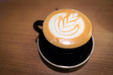 Espresso coffee with flower art