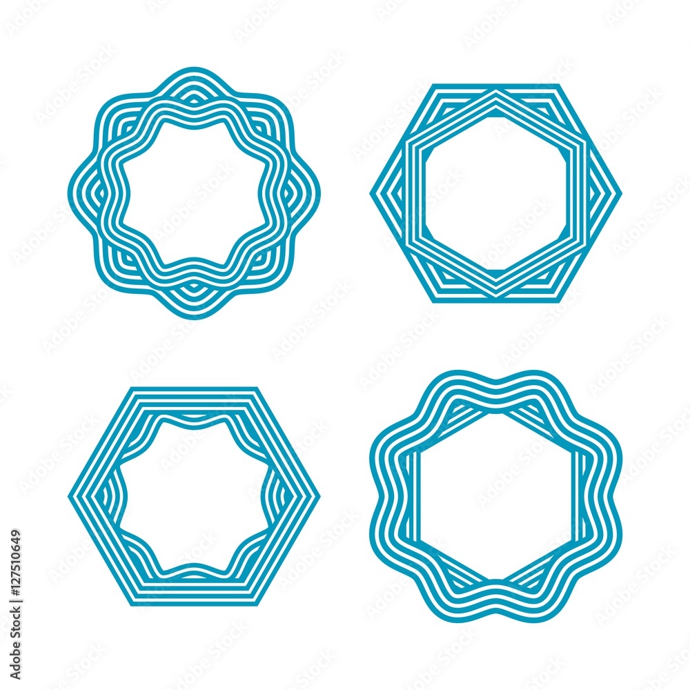 Aufkleber set of linear frames, emblems and badges.