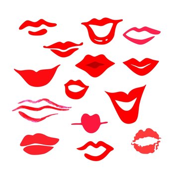 Red woman's lips set.