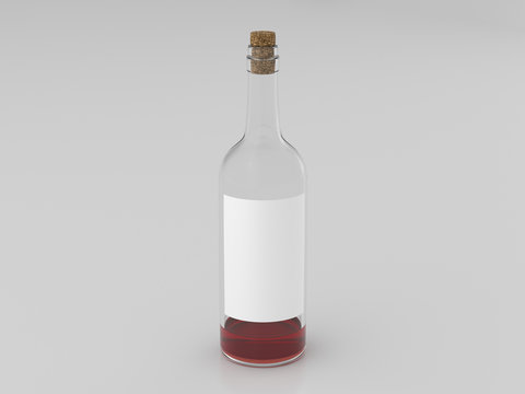 Half Empty Bottle Of Red Wine With Blank Label Mockup