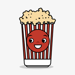 cartoon pop corn basket icon vector illustration eps 10