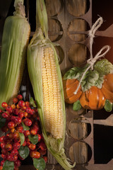 Crispy tacos with salsa verde, grilled veggies and meat