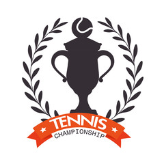 emblem tennis champioship trophy ball label vector illustration eps 10