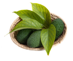ripe avocados with leaves