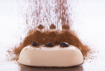 Image of Creamy ice cream with chocolate on a white plate printed on Printed Glass Splashbacks