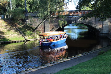 Fototapeta premium Ship in city park in Old Town in Riga, Latvia