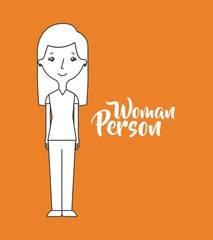cartoon woman person standing over orange background. vector illustration