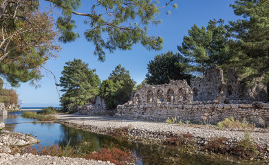 Fototapeta na wymiar Ruins of ancient roman city Olympos near Antalya, Turkey 