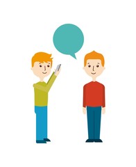cartoon people standing with speech bubble. vector illustration