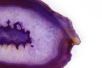purple agate slice isolated on white background 1