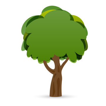 A stylized drawing of a green oak tree.  illustration