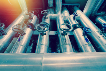 Industrial zone, Steel pipelines, valves and cables