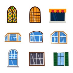 Different house windows vector elements