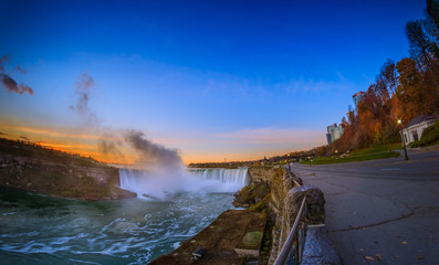 Niagara Falls in Ontario Canada during sunrise