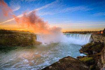 Niagara Falls in Ontario Canada during sunrise