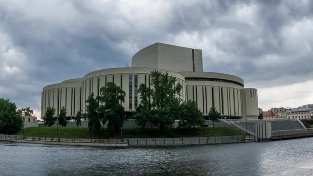 Storm Clouds Over the Opera House in Bydgoszcz - Time Lapse Video