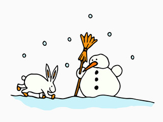 Schneemann und Hase