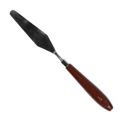 painting tools, metal spatula and brush isolated on white