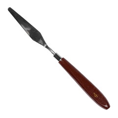 painting tools, metal spatula and brush isolated on white