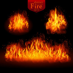 Hot fire. Vector realistic elements set for design © yasyapetra