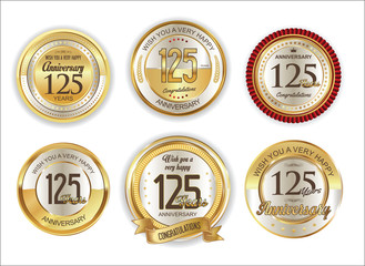 Anniversary retro vintage golden badges collection 30 years