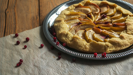 Homemade Galette Pie with Apples and Cranberries