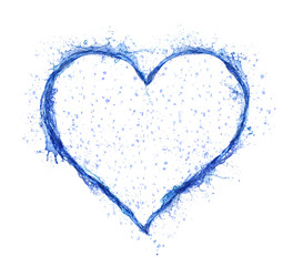 Fototapeta na wymiar Water Heart. Love symbol made of blue spalsh