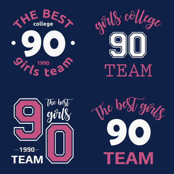 The best girls team college logo 90 isolated vector set