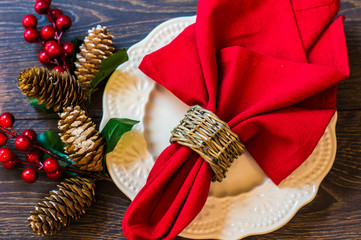 Rustic table setting for Christmas eve