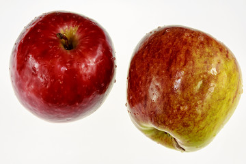 Two ripe red-yellow apples