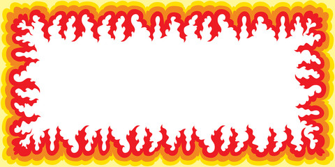 Flame Frame - Large is an illustration of a wide frame shape made of flames or fire. Great for cookout or barbecue flyers, invitations or t-shirts.