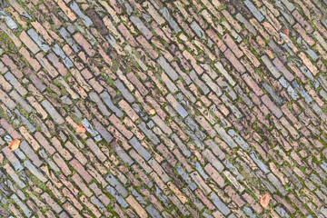 Brick, cobblestone road in holland