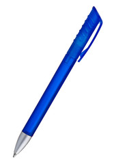 blue ballpoint pen isolated on a white background