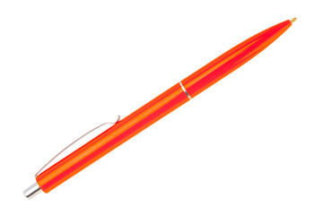 orange ballpoint pen isolated on a white background
