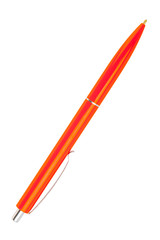 orange ballpoint pen isolated on a white background