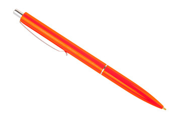 orange ballpoint pen isolated on a white background