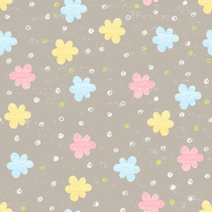 Doodle flowers seamless pattern.