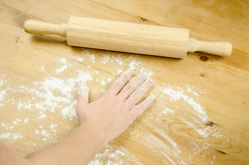 Chef baking with rolling pin