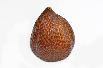 Snake fruits close up on white background