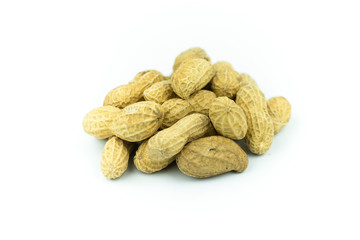 Dried peanuts isolated on white