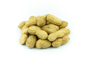 Dried peanuts isolated on white