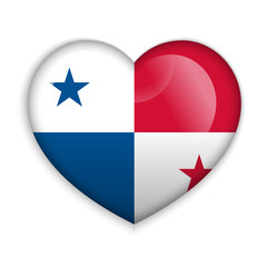 Love Panama. Flag Heart Glossy Button