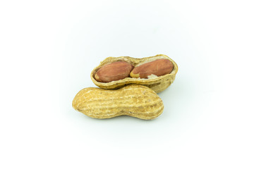 Dried peanuts isolated on white