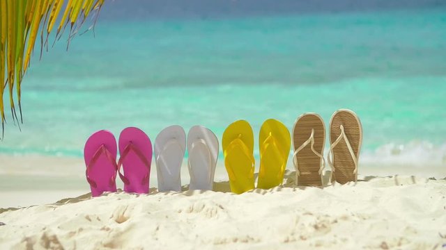 flip flops on a tropical beach in the Caribbean, St John