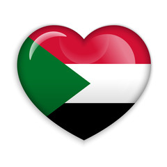 Love Sudan. Flag Heart Glossy Button
