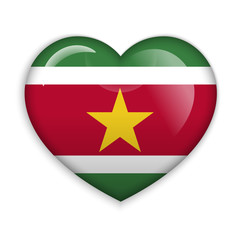 Love Suriname. Flag Heart Glossy Button