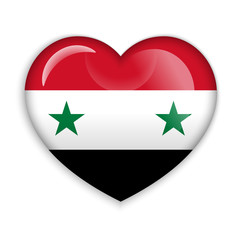Love Syria. Flag Heart Glossy Button